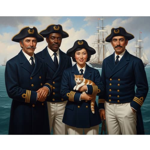 Marine Sailing Captains Oil Painting