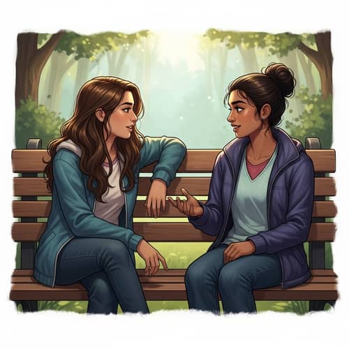 Warm Friendship: Hispanic and South Asian Girls Chatting Outdoors