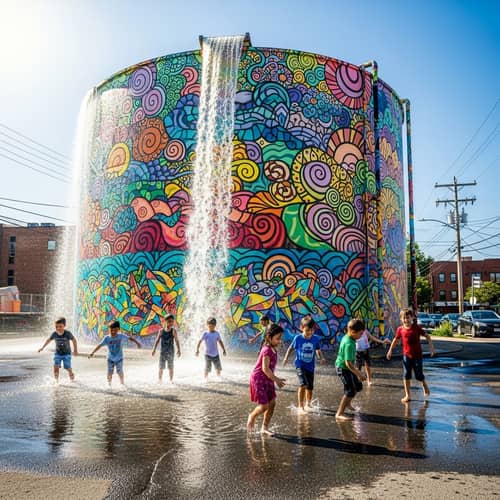 Urban Water Tank - Colorful Patterns and Joyful Children