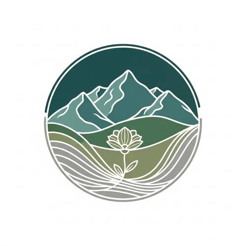 Aesthetic Minimalistic Mountain and Flower Logo