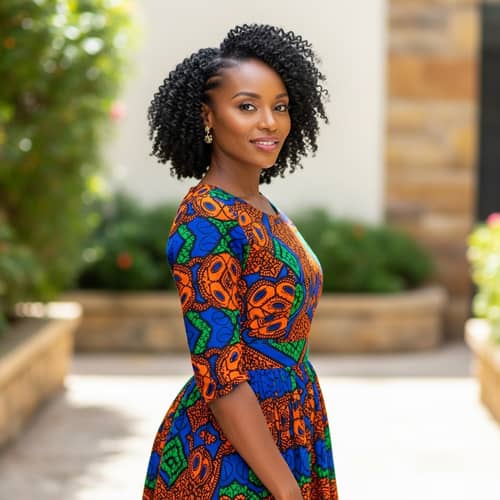 37-Year-Old African Woman in Vibrant Dress