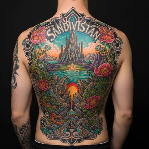 Sandivistan Back Tattoo Design | Intricate Fantasy Artwork