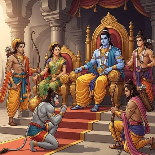 Exquisite Rama's Darbar Art - Ancient Indian Court Scene