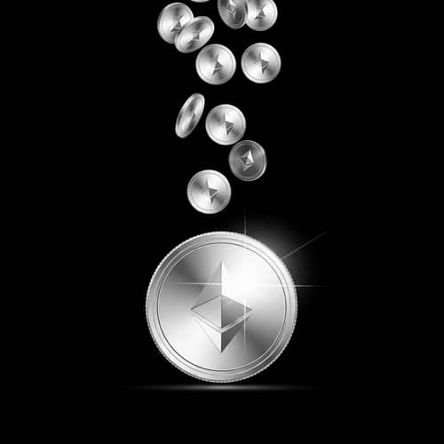 Cryptocurrency Airdrop: Abstract Geometric Scene with Shining Coins