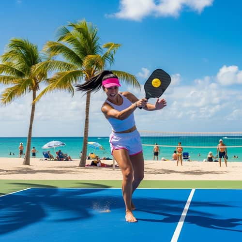 Deb Nevins Playing Pickleball by the Beach | Active and Sunny Day