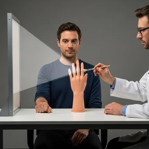 Rubber Hand Illusion: Scientific Experiment Illustration