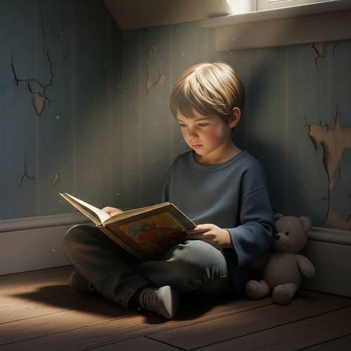 Realistic Image of Boy Sitting in House Corner | Free to Use Realistic Image of Boy Sitting in House Corner | Free to Use