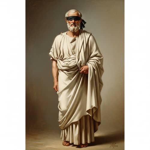 Seneca Oil Painting | Roman Philosopher Blindfolded Artwork