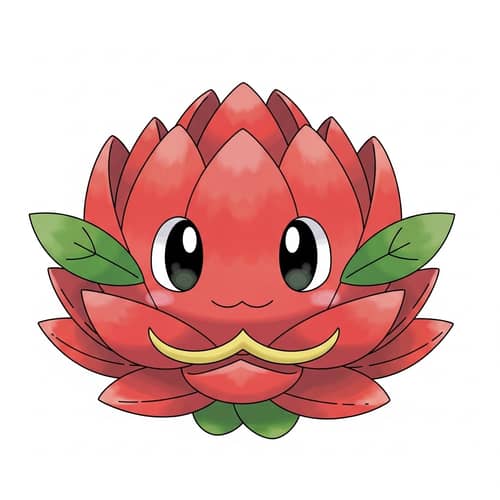 Red Lotus-Like Pokemon Creature
