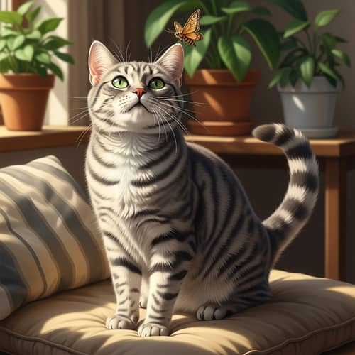 Elegant Domestic Cat Sitting Under the Sunlight