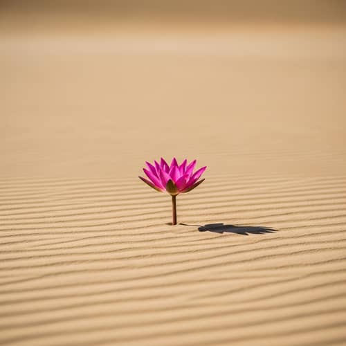 Vibrant Pink Lotus Flower in Desert | Resilient Beauty