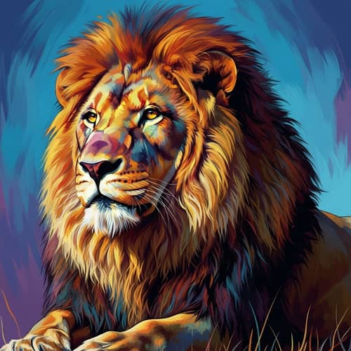 Majestic Lion Psychedelic Art | Vibrant Digital Painting