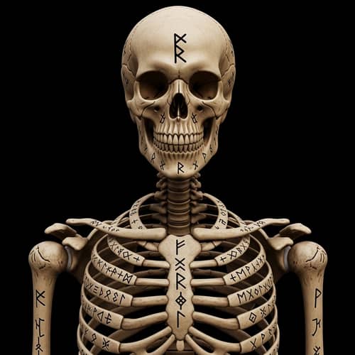 Mystical Human-like Skull with Ancient Runes | Fantasy Artwork