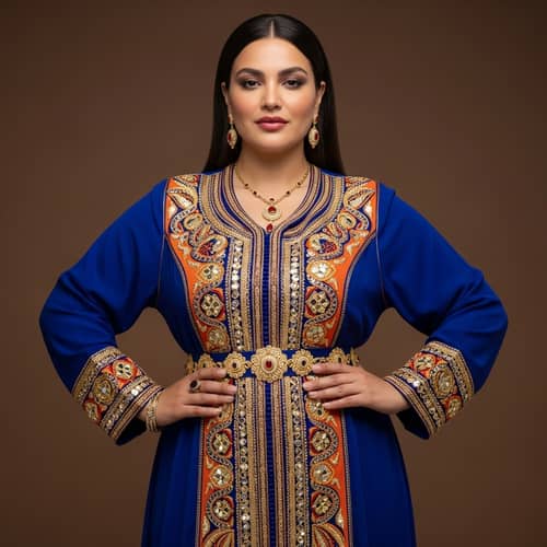 Moroccan Haute Couture Dress on Full Figured Woman