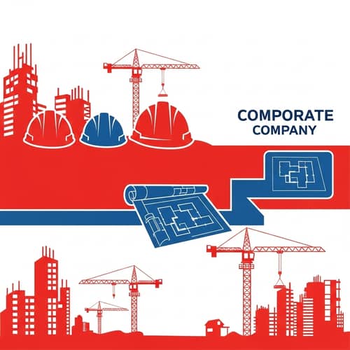 Construction Company Corporate Identity with Red and Blue Colors