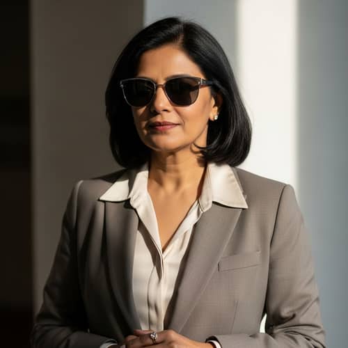 Elegance in Neutral Tones: South Asian Lady's Professional Attire