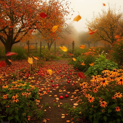Elegant Autumn Garden: Transitioning Beauty in Decline