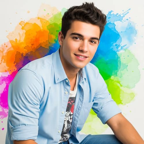 Friendly Young Man in Casual Clothes Smiling - Creative Portrait
