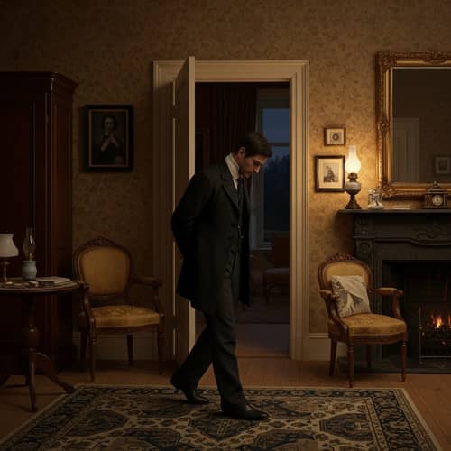 Man Pacing in a 1890s Room - Capturing Negativity and Mood