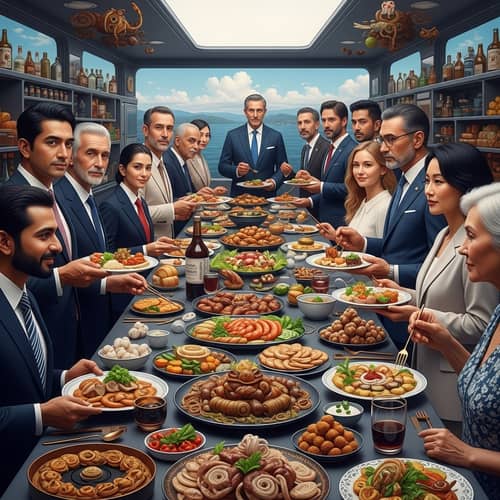 Futuristic Feast 2050: Diverse Gathering for Innovative Meal