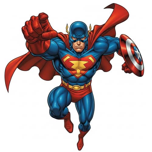 Dynamic Superhero Action Pose | Vibrant Colors - 8k Resolution