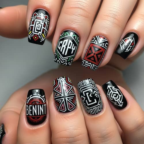 Abstract Nail Art Designs | Company Symbol Inspired Nails