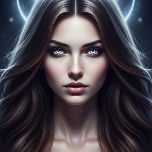Mesmerizing Sorceress with Flowing Brown Hair | Ethereal Beauty