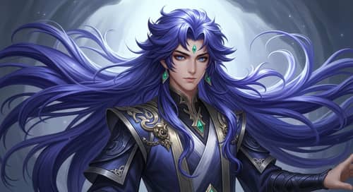 Young Man With Striking Blue-Purple Hair | Emperor Kayn Fantasy Art