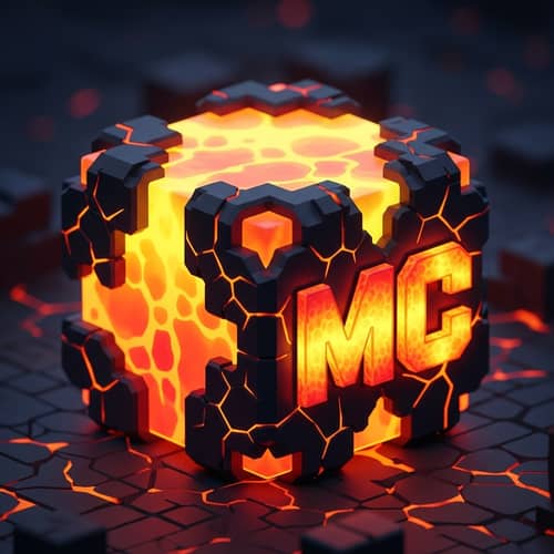 Magma Cube Logo Design | Custom 'MC' Inscription - Voxel Style