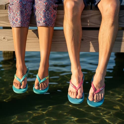 Dangling Feet in Flip Flops | Authentic Dock Scene