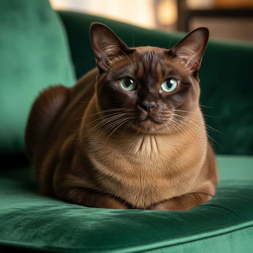 Ultra Fluffy Burmese Cat with Bluish-Green Eyes