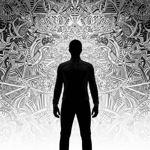 Abstract Human Silhouette Artwork with Gradient Background