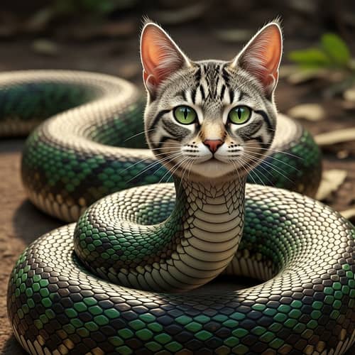 Unique Snake-Cat Hybrid Creature Photo