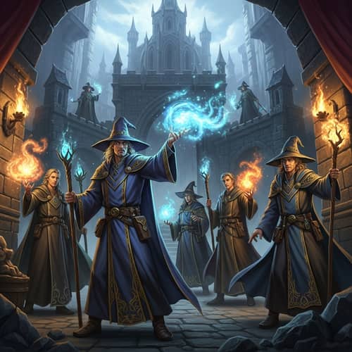 Caucasian Male Wizards in Ancient Mystical Castle | Magic Gathering