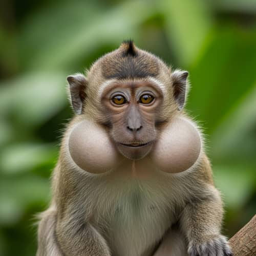 Cheerful Monkey Face Beaming with Happiness in Lush Green Jungle