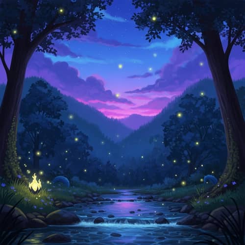 Mystical Twilight Forest | Vibrant Purples & Blues