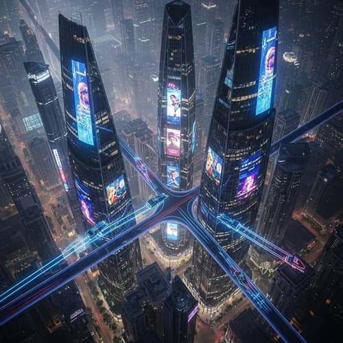 Futuristic Riyadh, Saudi Arabia - Neon Nights & Flying Cars