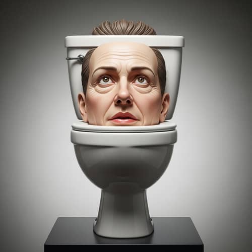 Surreal Toilet Bowl Sculpture with Human Face | Unusual Artwork