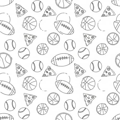 Playful Sports and Pizza Pattern Design