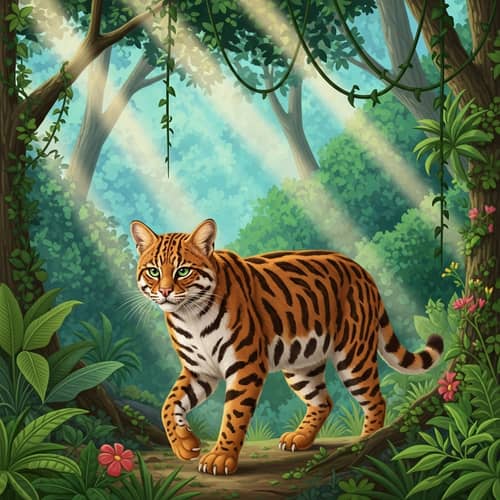 Graceful Wild Cat Roaming in Lush Jungle | Jungle Adventure