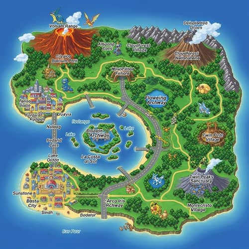 Pokémon-inspired Map of El Salvador | Explore Country's Landmarks
