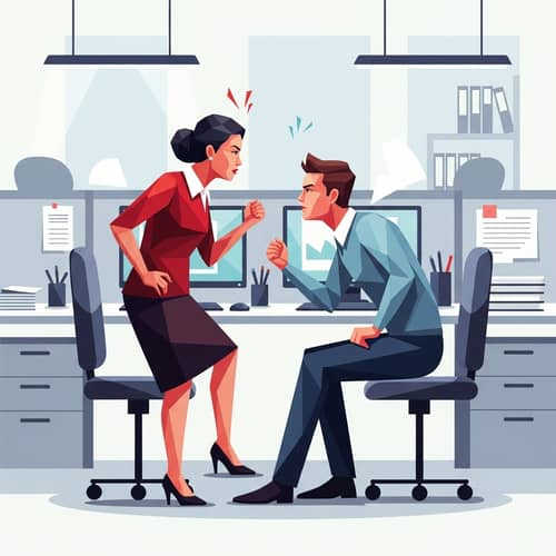 Abstract Office Confrontation: Intense Artistic Depiction