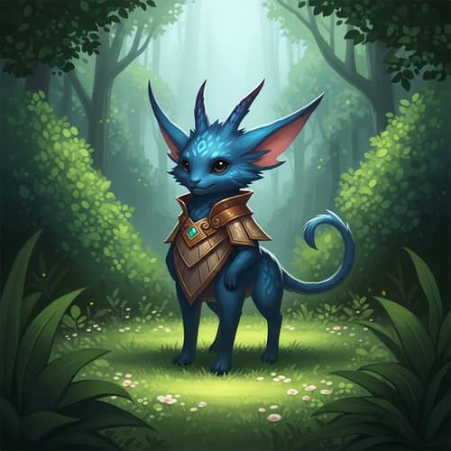 Whimsical Fantasy Creature in Lush Garden | Vibrant Colors