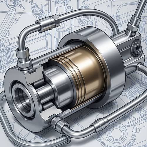 Detailed Illustration of a Hydraulic Cylinder for Mechanical Systems