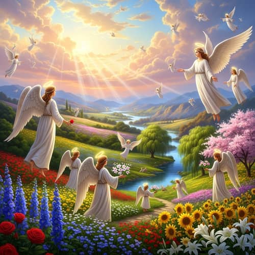 Heavenly Scenery and Peaceful Angels - Ethereal Beauty Captured
