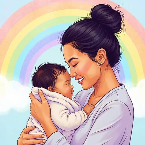 Beautiful Mother's Love Illustration | Asian and African Descent