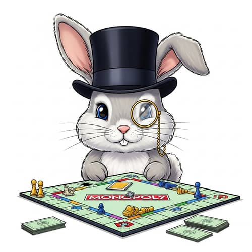 Cute Bunny Rabbit in Monopoly Game | Cartoonish Style