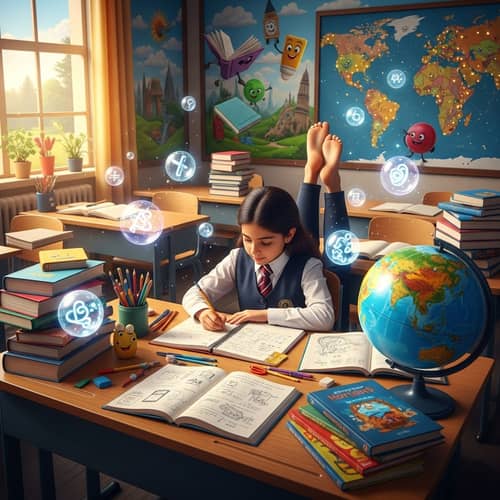 Middle-Eastern Girl Studying in School | Childhood Innocence Scene