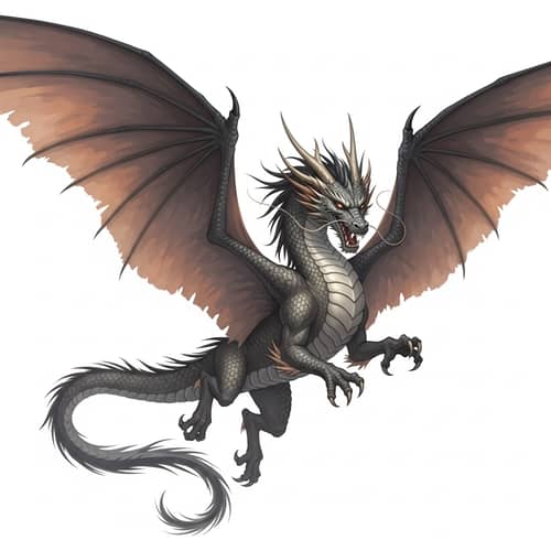 Vibrant Dragon Painting | Asian Brush Style | Fantasy Digital Art