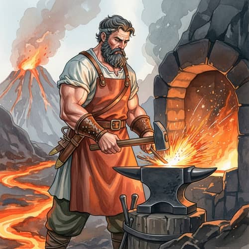 Watercolor Hephaestus - Greek God of Craftsmen